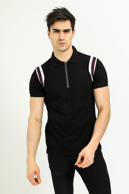 Shoulder Stripped Polo